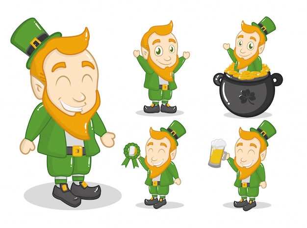 Happy st patricks day, green leprechaun in cauldron