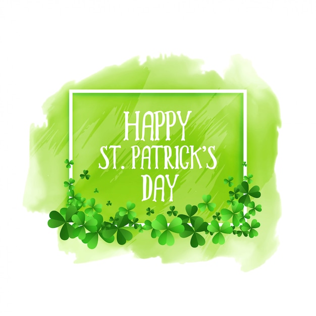 Happy st patricks day green watercolor background