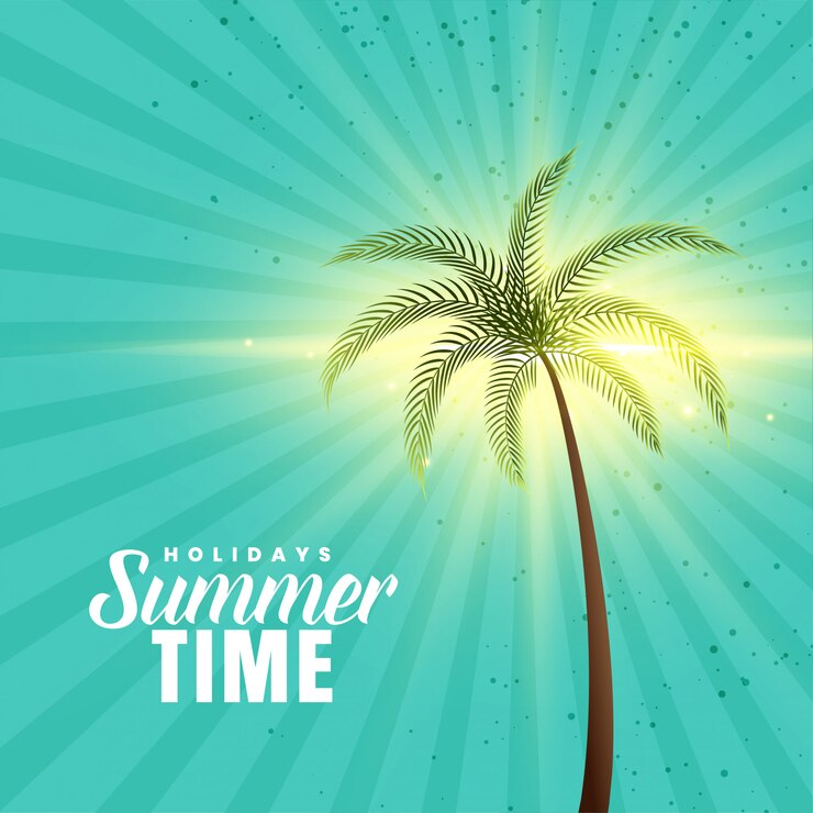 Free Vector happy summer background with palm tree