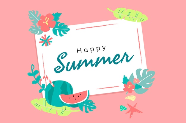 무료 벡터 행복 한 여름 휴가 카드