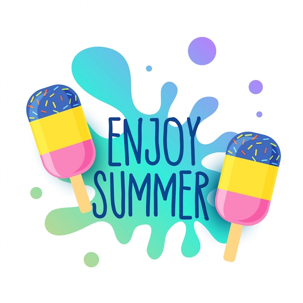 Free vector happy summer icecream background with water splash