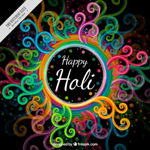 Happy swirls background of happy holi