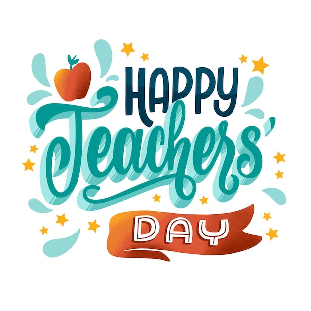 Free vector happy teachers day lettering theme