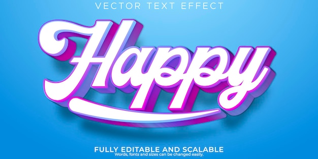 Счастливый текстовый эффект редактируемый современный стиль шрифта типографики