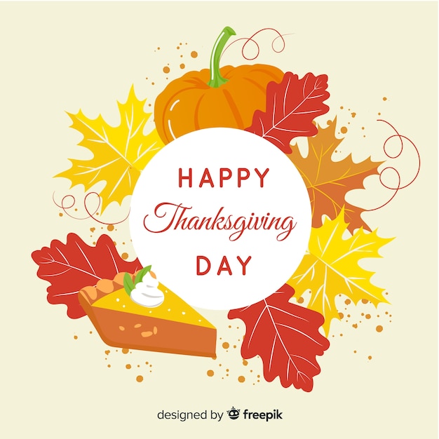 Free vector happy thanksgiving background with leaves and flowers frame