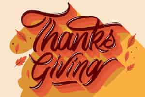 Free vector happy thanksgiving concept with lettering