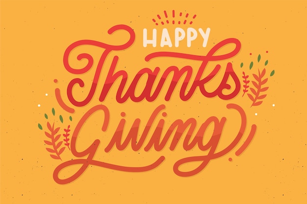 Free vector happy thanksgiving concept with lettering