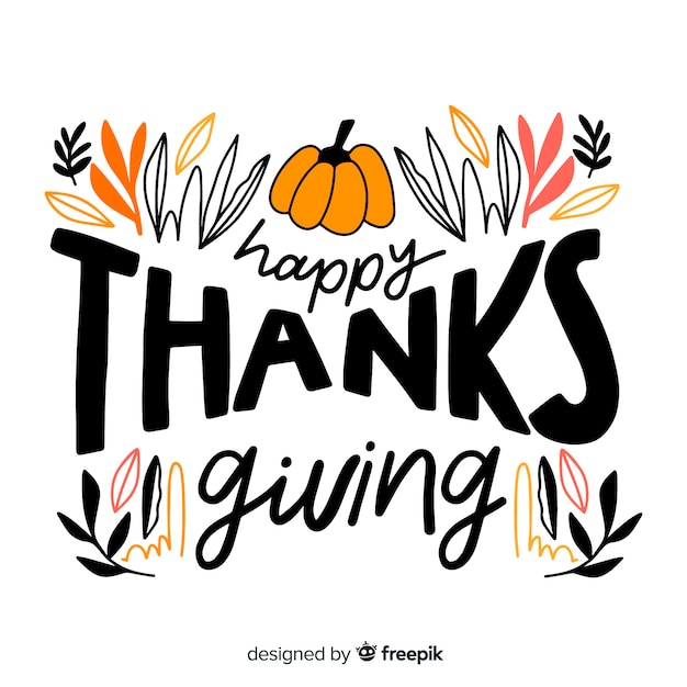 Free vector happy thanksgiving concept with lettering