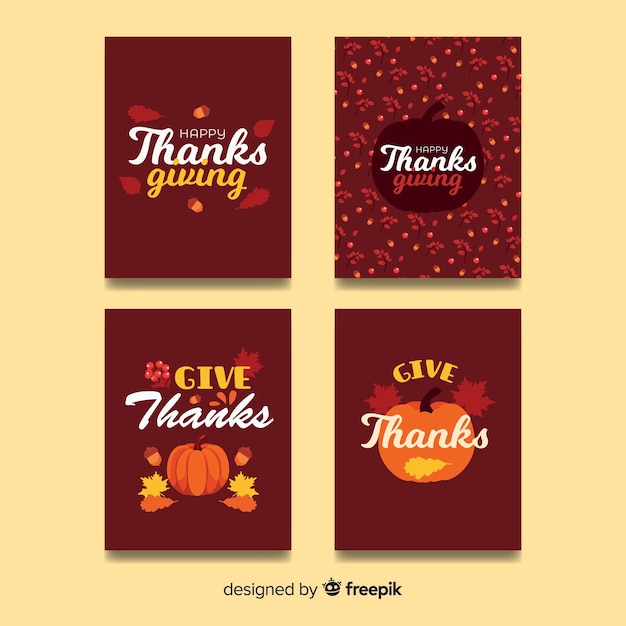 Free vector happy thanksgiving day card collection