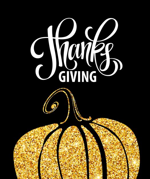 Happy Thanksgiving Day card with golden pumpkin