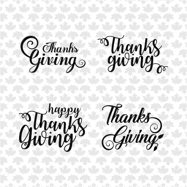 Happy Thanksgiving Day hand-lettering text. Handmade vector calligraphy collection