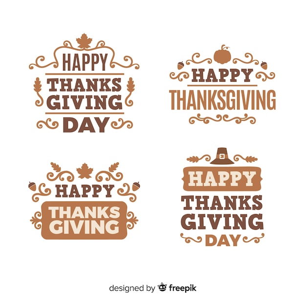 Free vector happy thanksgiving day label collection