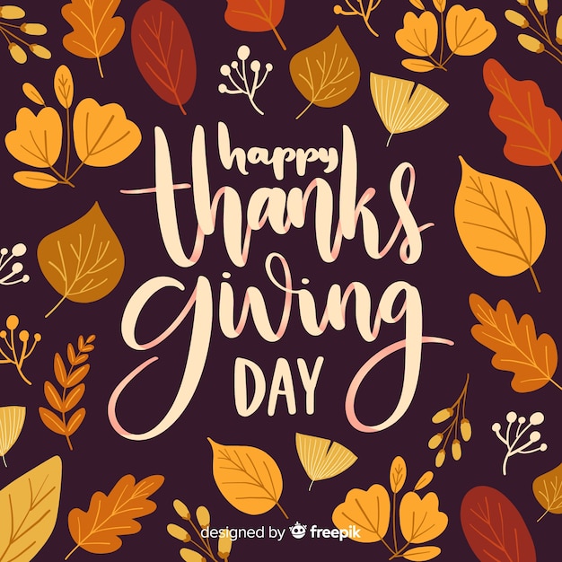 Free vector happy thanksgiving day lettering background