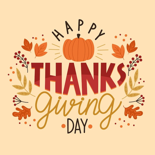 Happy thanksgiving day lettering design