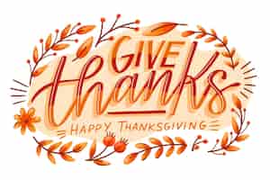 Free vector happy thanksgiving day lettering style