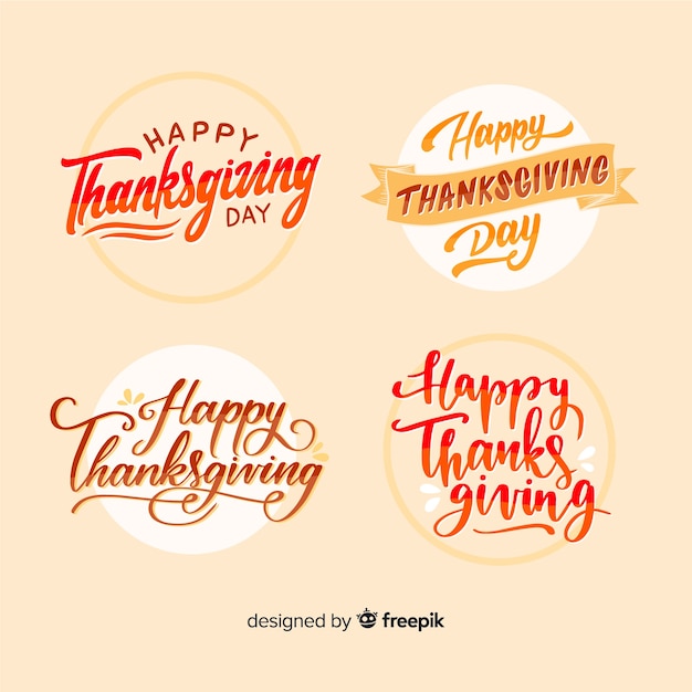Happy thanksgiving lettering badges collection