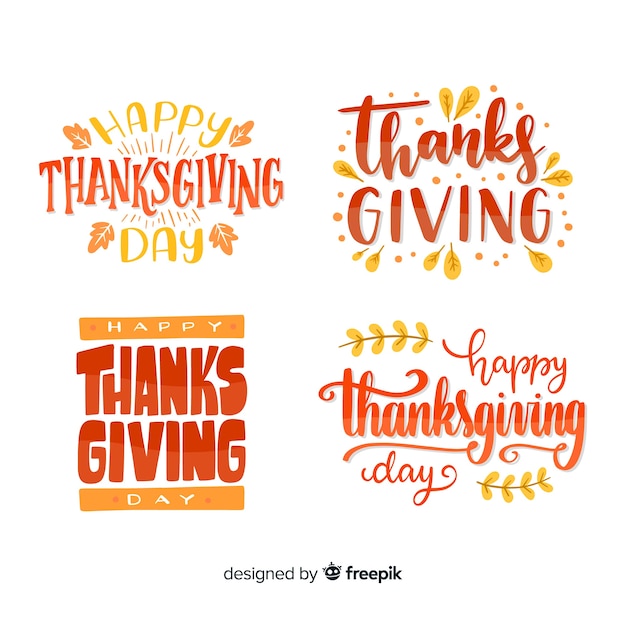 Free vector happy thanksgiving lettering badges collection