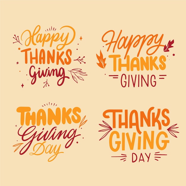 Happy thanksgiving lettering badges collection