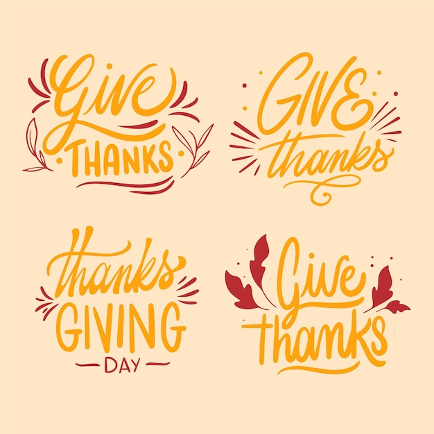 Free vector happy thanksgiving lettering badges collection