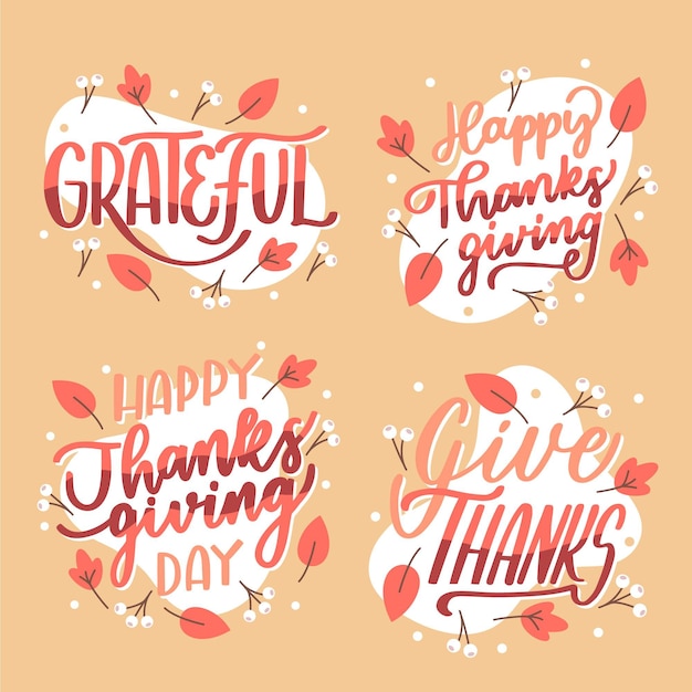 Happy thanksgiving lettering badges collection