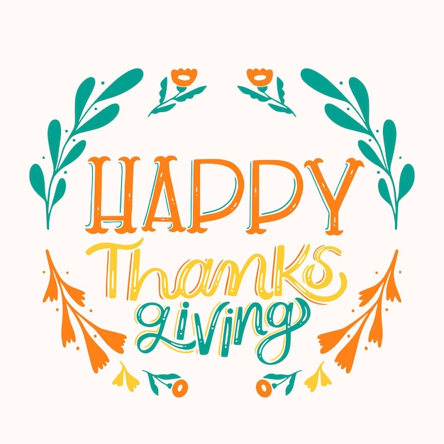 Free vector happy thanksgiving lettering style