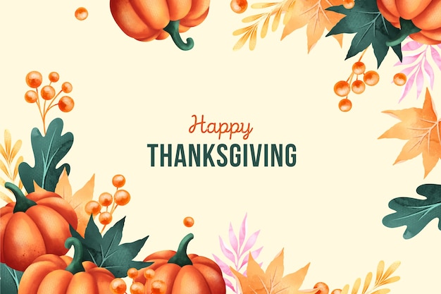 Happy thanksgiving in watercolor background