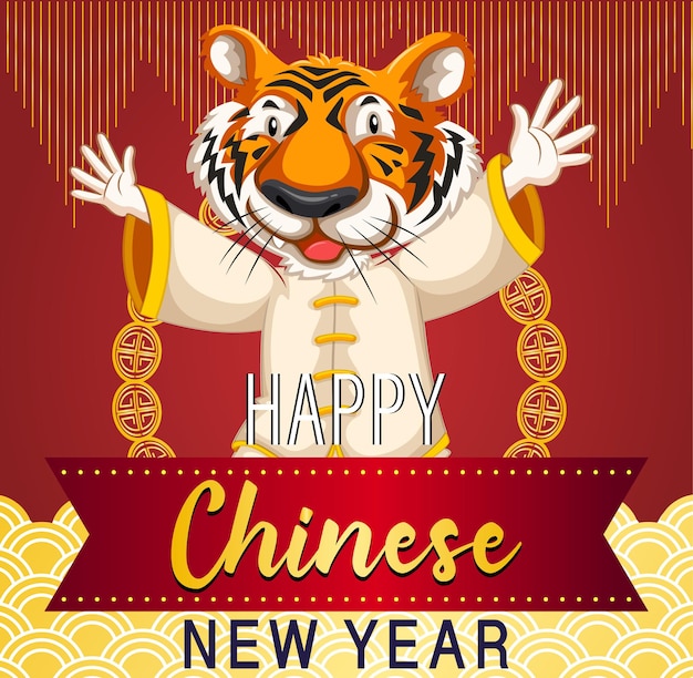 Happy tiger on chinese new year poster