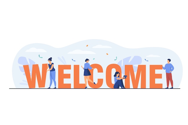 イラストを歓迎する人々のパック 無料のベクター