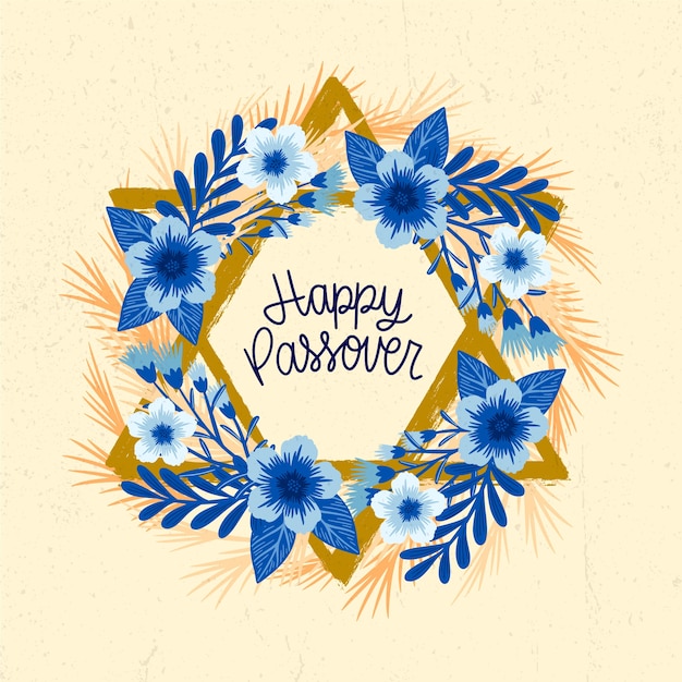 Happy traditional jewish passover event hand drawn