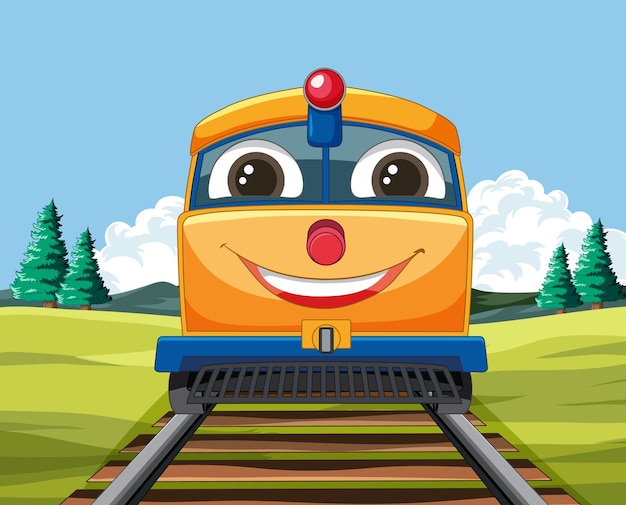 Free vector happy train on a sunny day