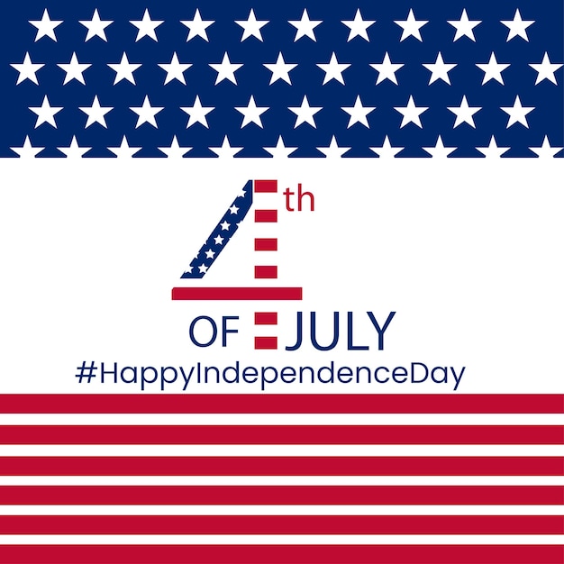 Free vector happy usa independence day blue red white background social media design banner free vector