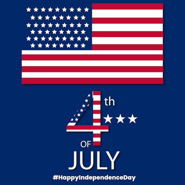해피 미국 독립 기념일 파란색 빨간색 흰색 배경 소셜 미디어 디자인 배너 무료 벡터