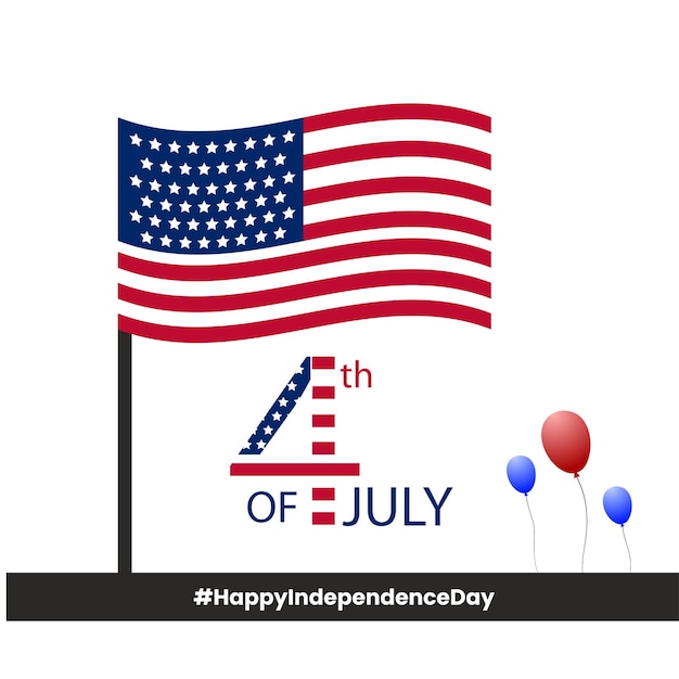 Free vector happy usa independence day blue red white background social media design banner free vector