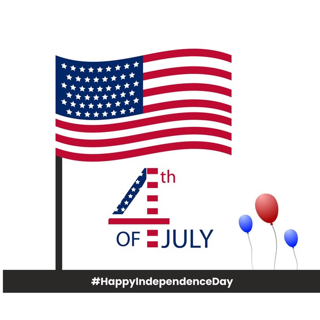 Счастливый день независимости США синий красный белый фон социальные медиа дизайн баннер Бесплатные векторы