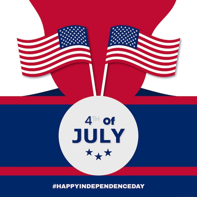 Happy usa independence day blue red white background social media design banner free vector