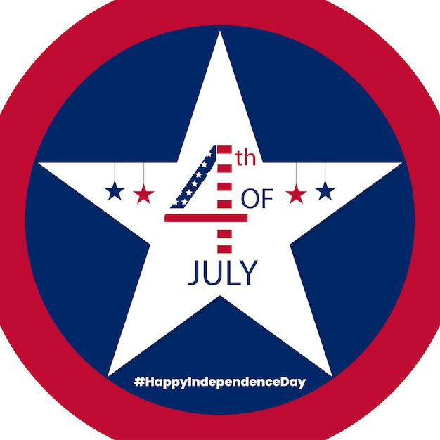 Felice festa dell'indipendenza degli stati uniti blu rosso sfondo bianco social media design banner vettore gratuito