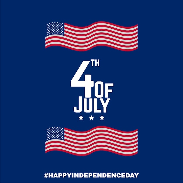 해피 미국 독립 기념일 파란색 빨간색 흰색 배경 소셜 미디어 디자인 배너 무료 벡터