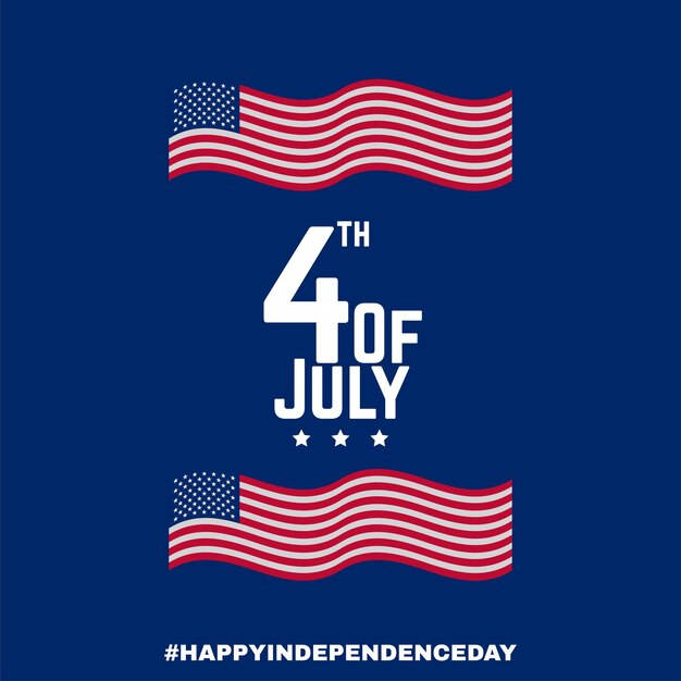 Happy USA Independence Day Blue Red White Background Social Media Design Banner Free Vector