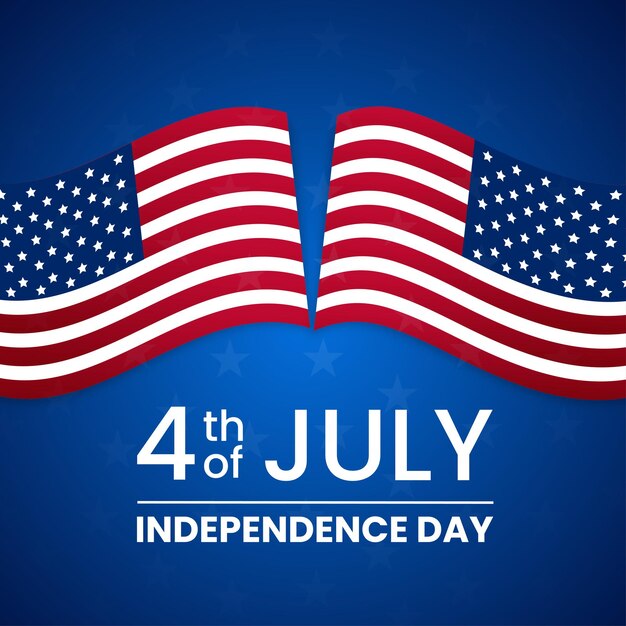 Happy USA Independence Day Blue Red White Background Social Media Design Banner Free Vector