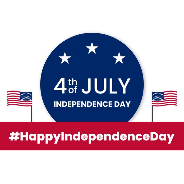 Happy USA Independence Day Blue Red White Background Social Media Design Banner Free Vector