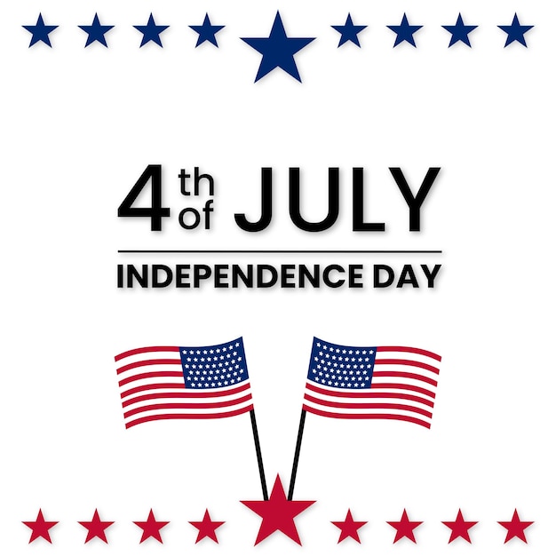 Happy usa independence day blue red white background social media design banner free vector