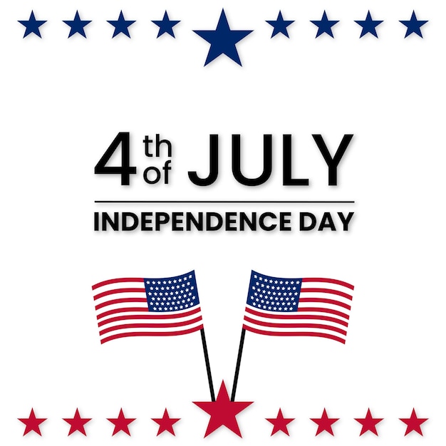 Happy USA Independence Day Blue Red White Background Social Media Design Banner Free Vector