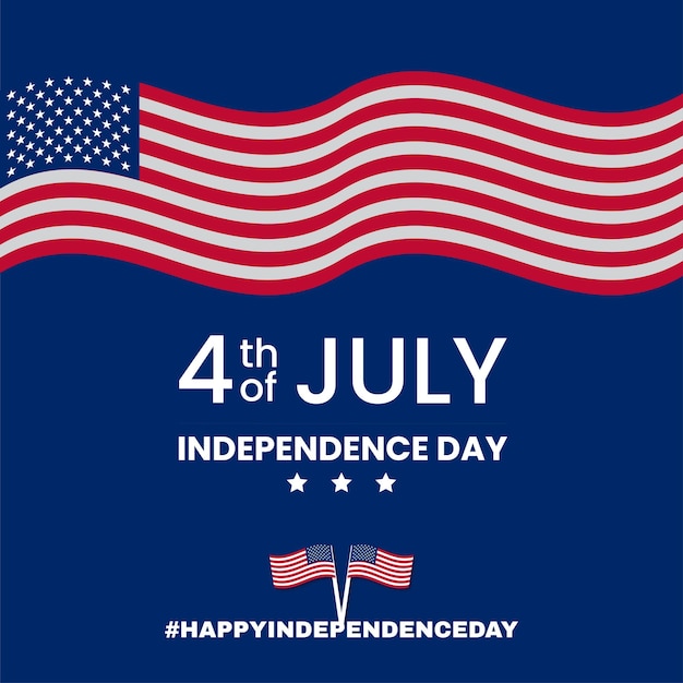 Happy USA Independence Day Red Blue White Background Social Media Design Banner Free Vector