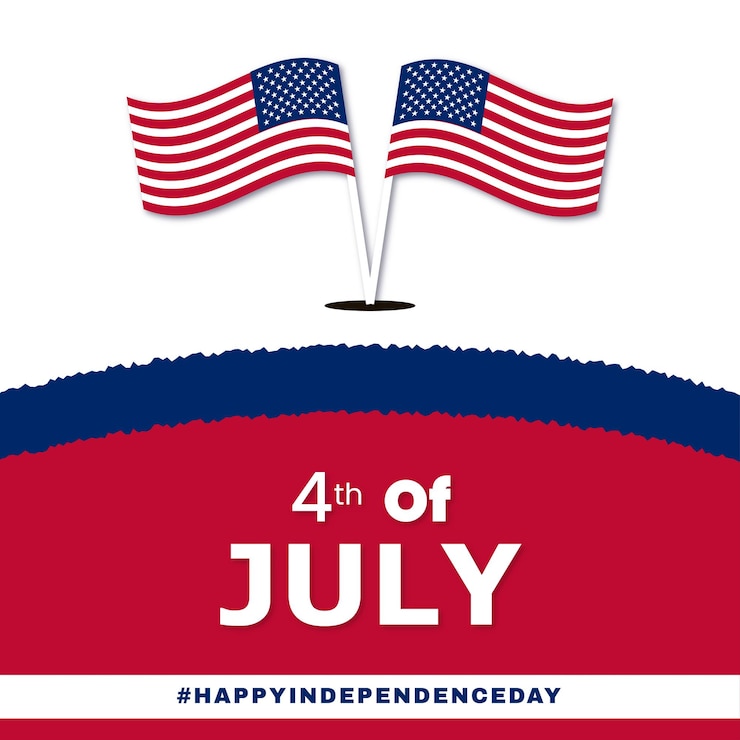 Free Vector happy usa independence day red blue white background social media design banner free vector