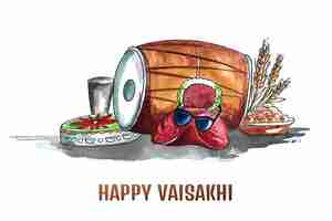 Free vector happy vaisakhi or baisakhi festival card background