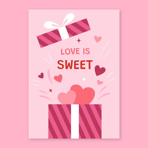Happy valentine flat illustration gift card design