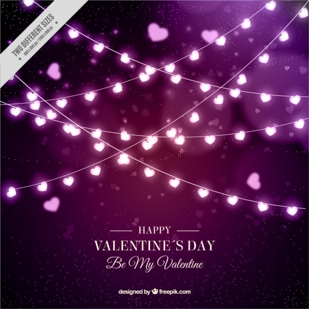 Vettore gratuito background di san valentino felice di lampadine con a forma di cuore