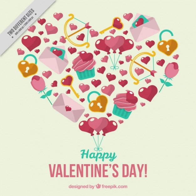 Free vector happy valentine's day background with hearts and elements