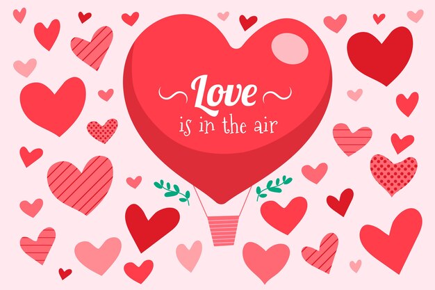 Happy valentine's day background with hot air balloon heart