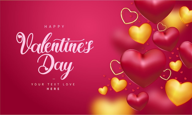 Free vector happy valentine's day background with realistic hearts